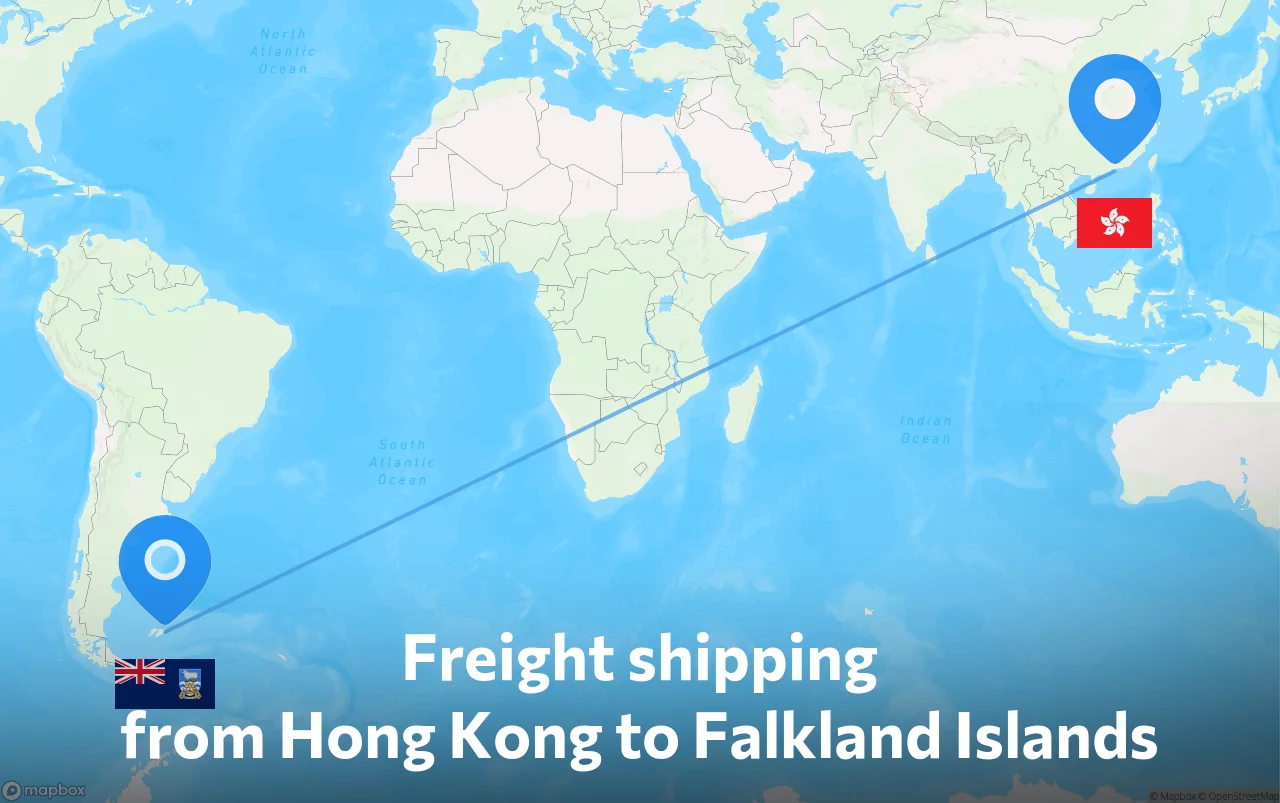 Shipping route from Hong Kong to Falkland Islands