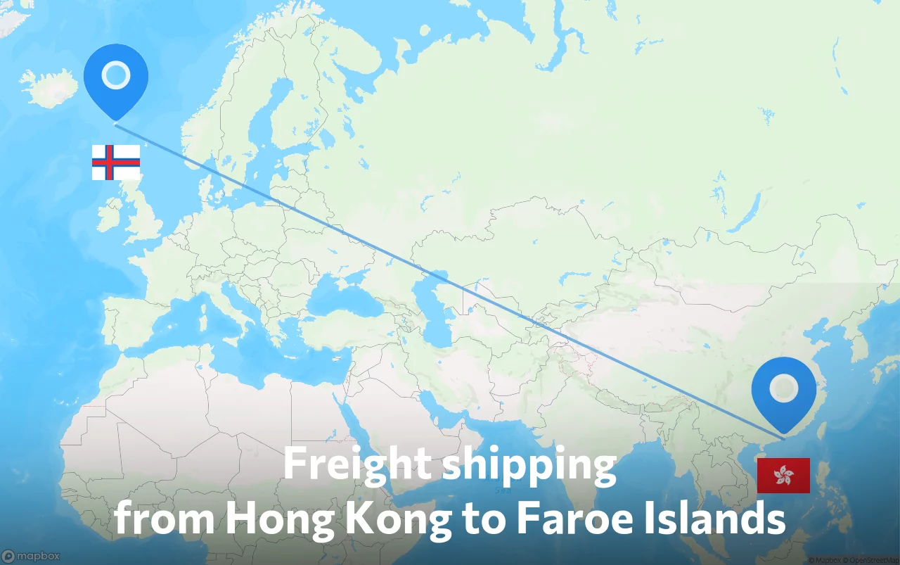 Shipping route from Hong Kong to Faroe Islands