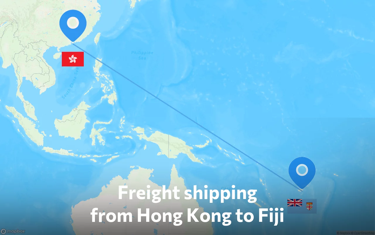 Shipping route from Hong Kong to Fiji