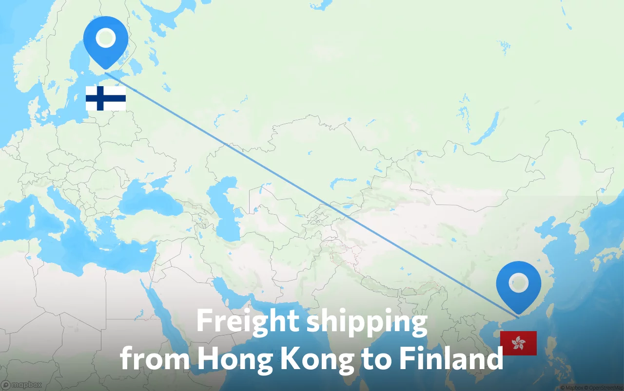 Shipping route from Hong Kong to Finland