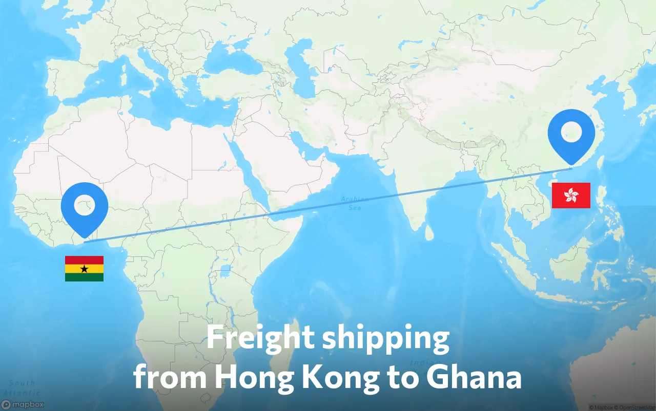 Shipping route from Hong Kong to Ghana