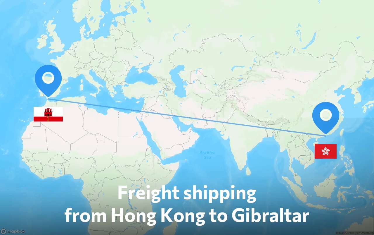 Shipping route from Hong Kong to Gibraltar