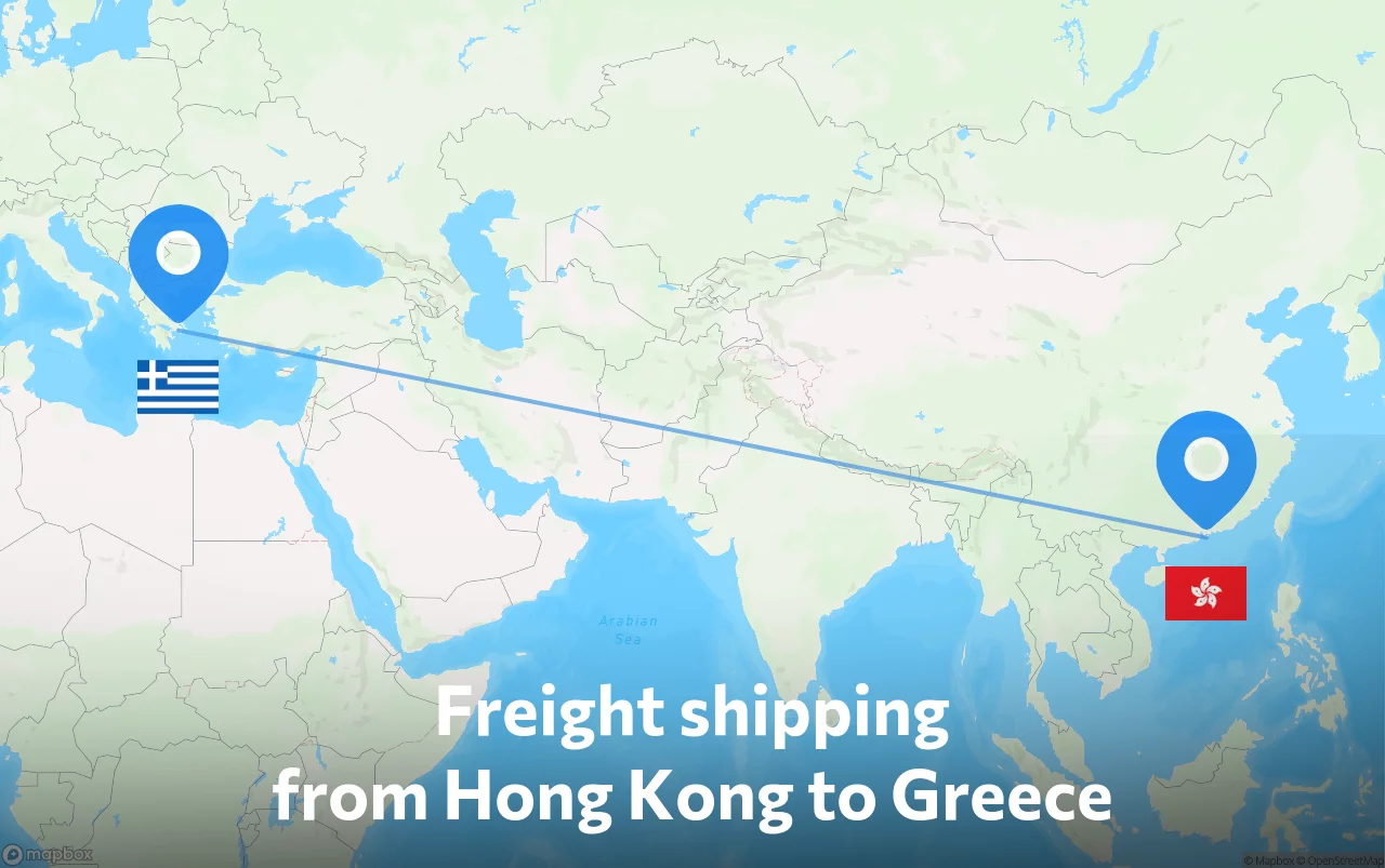 Shipping route from Hong Kong to Greece