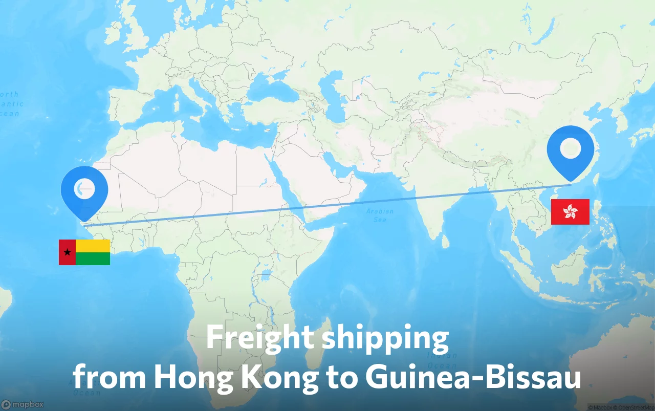 Shipping route from Hong Kong to Guinea-Bissau