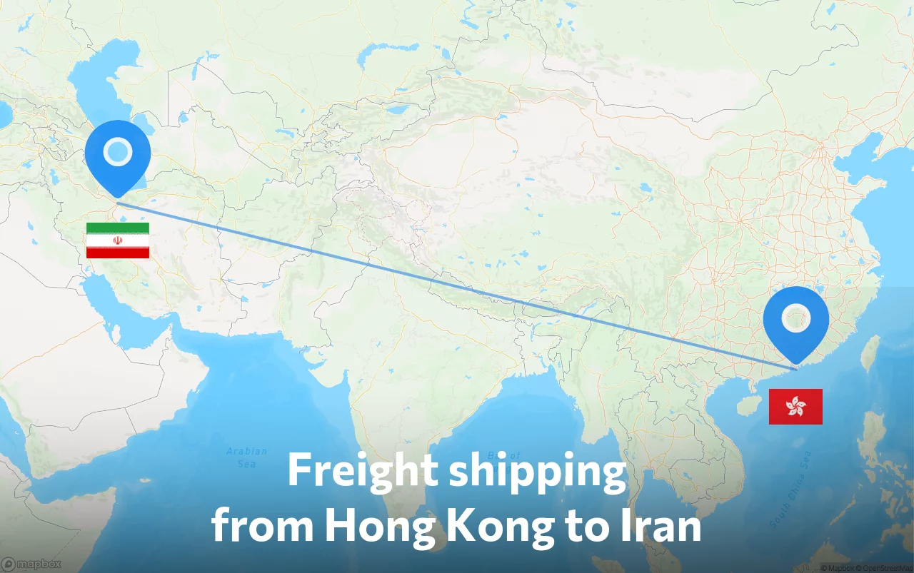 Shipping route from Hong Kong to Iran