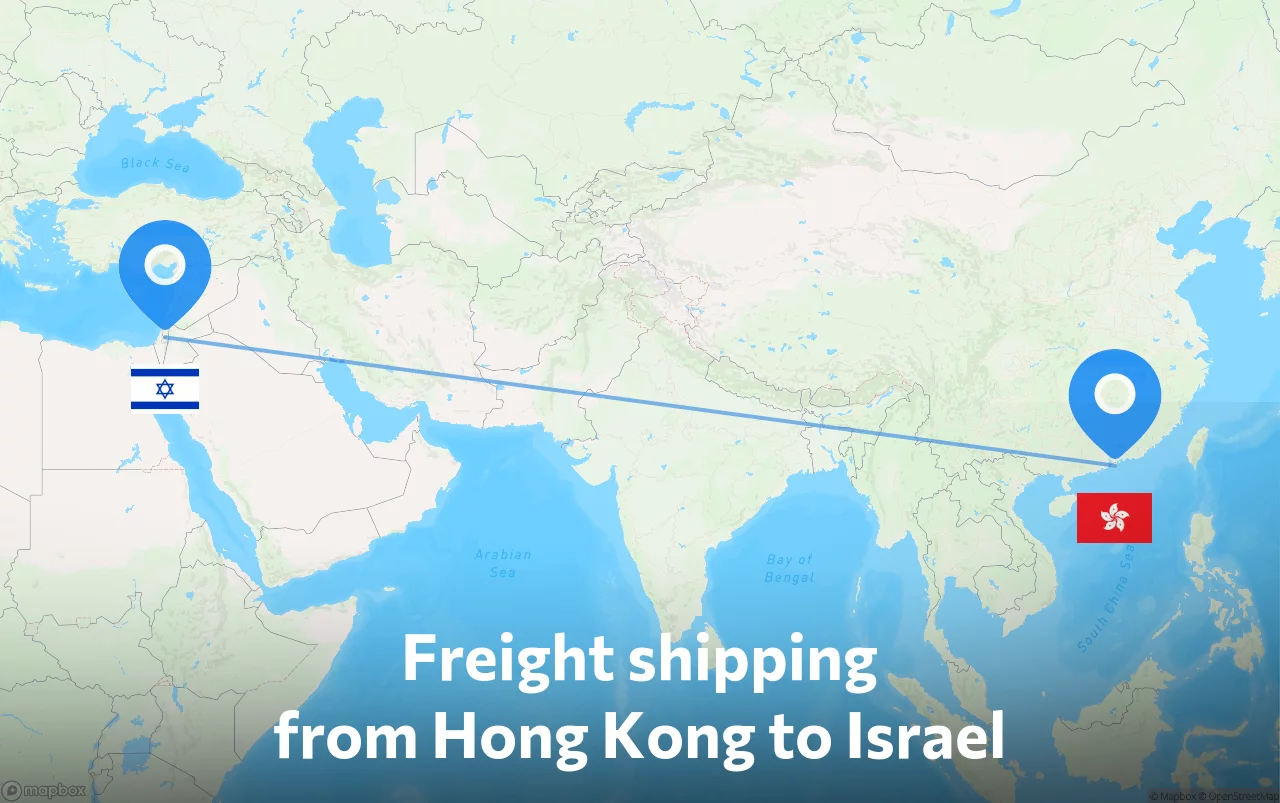 Shipping route from Hong Kong to Israel