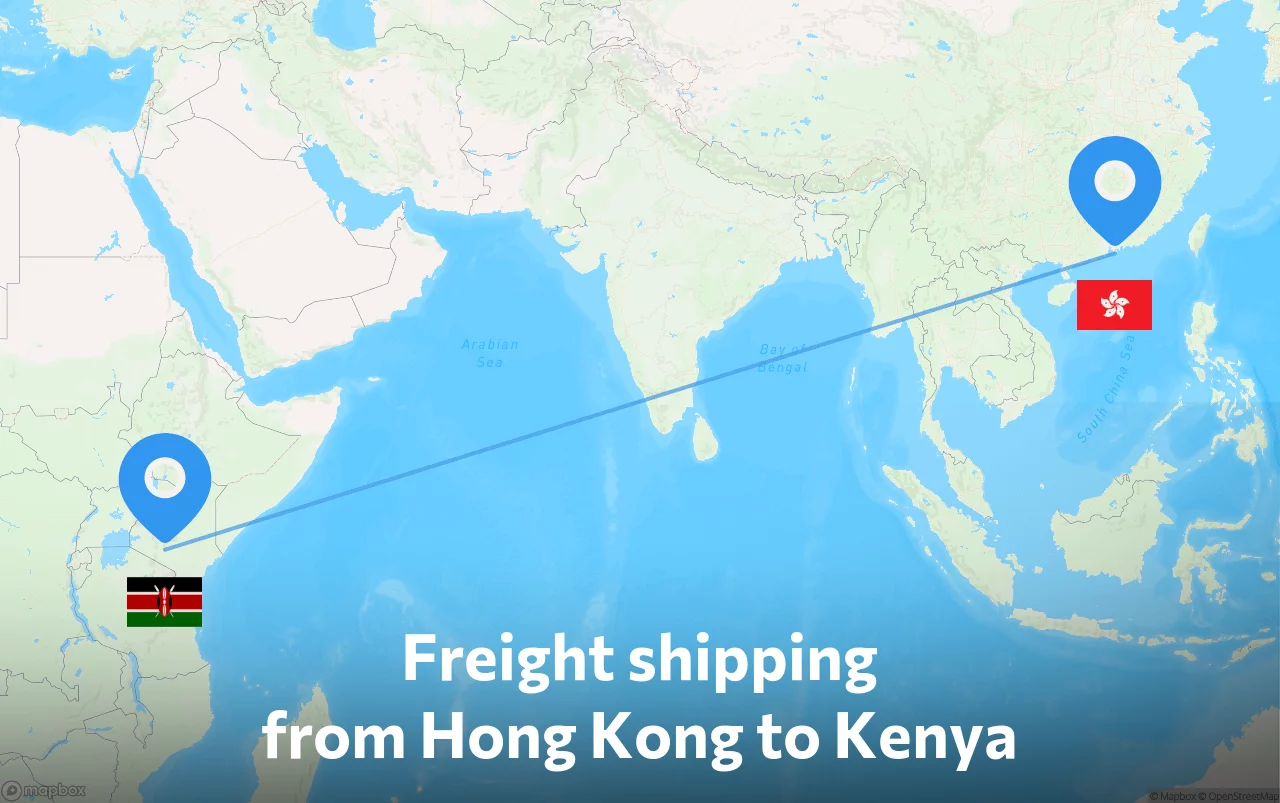 Shipping route from Hong Kong to Kenya