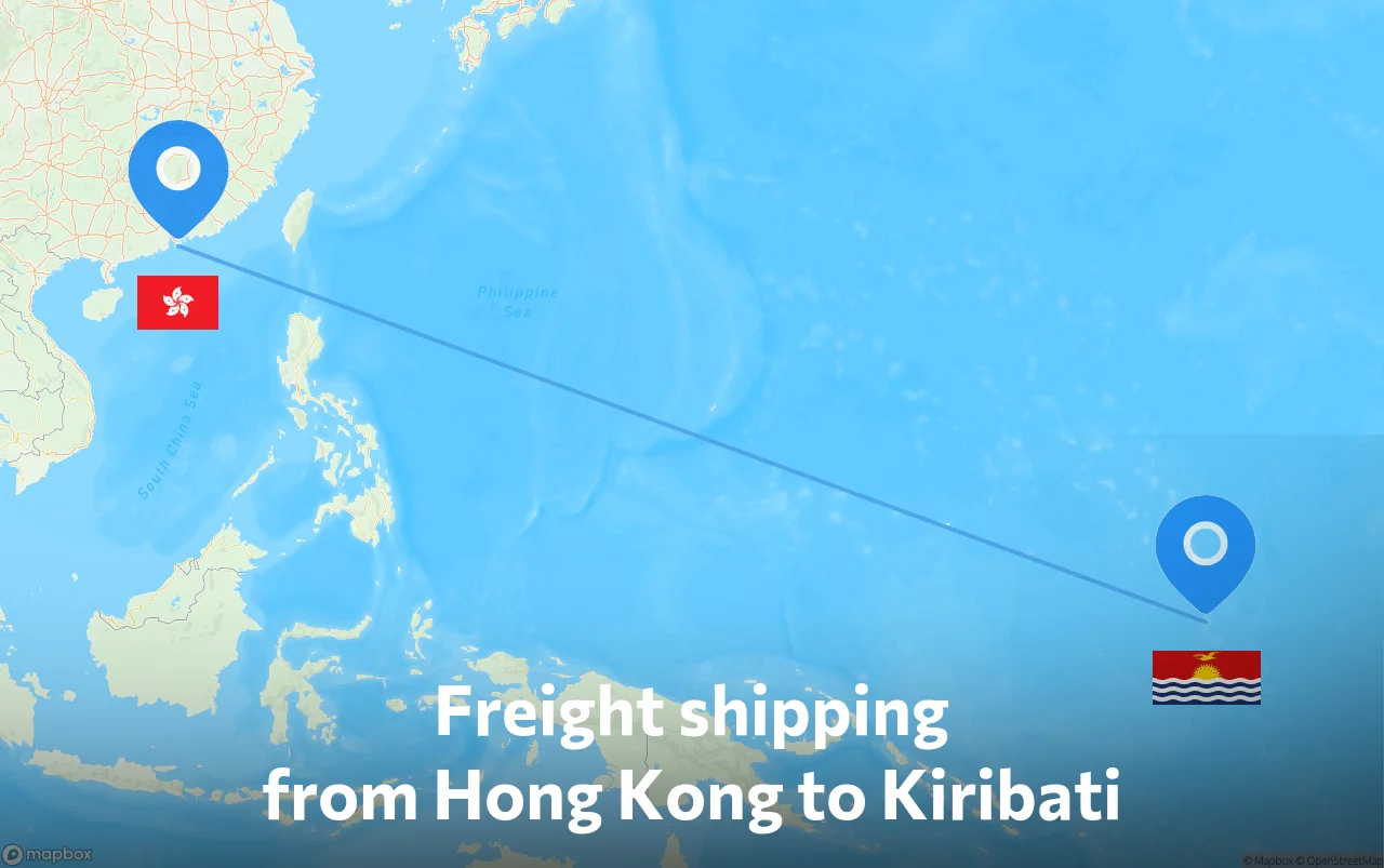 Shipping route from Hong Kong to Kiribati