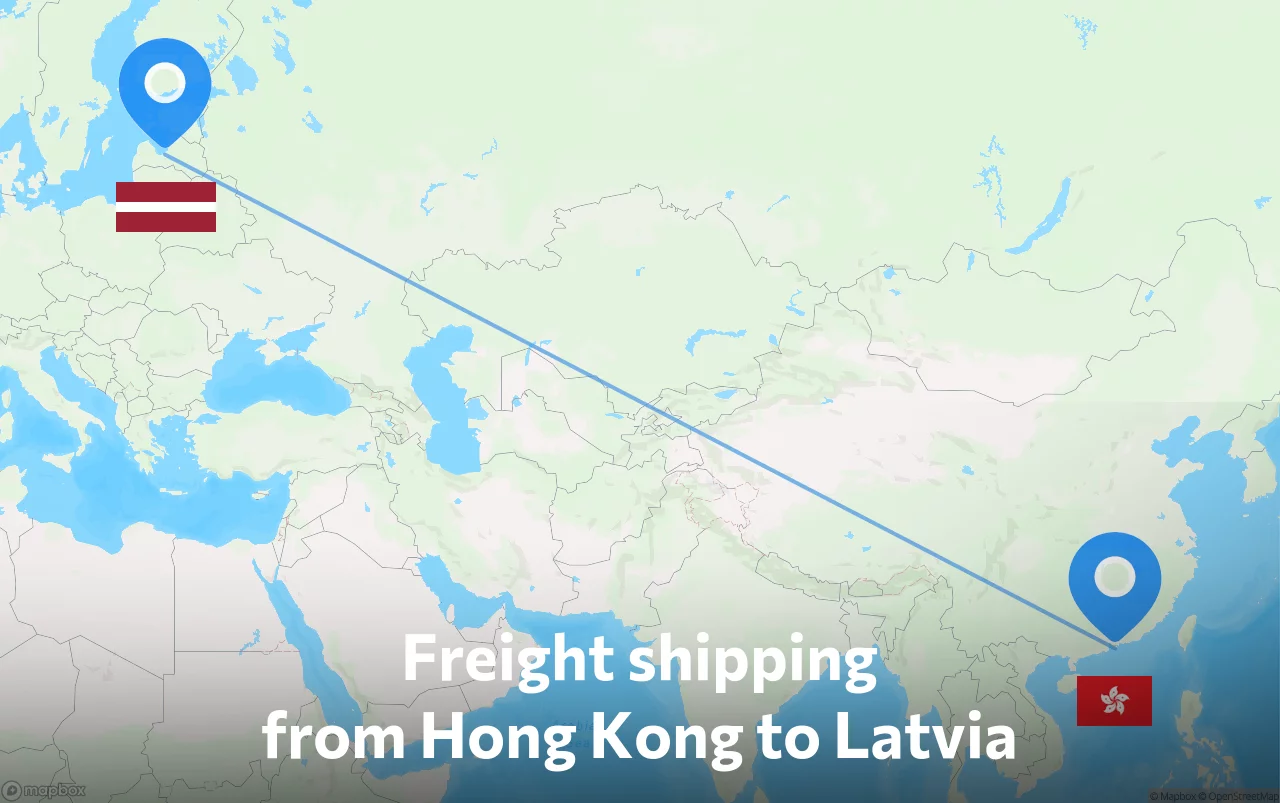 Shipping route from Hong Kong to Latvia