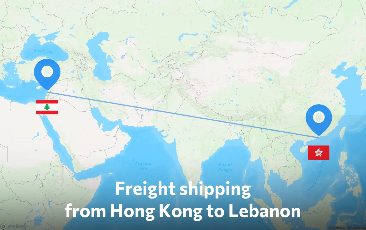Shipping route from Hong Kong to Lebanon