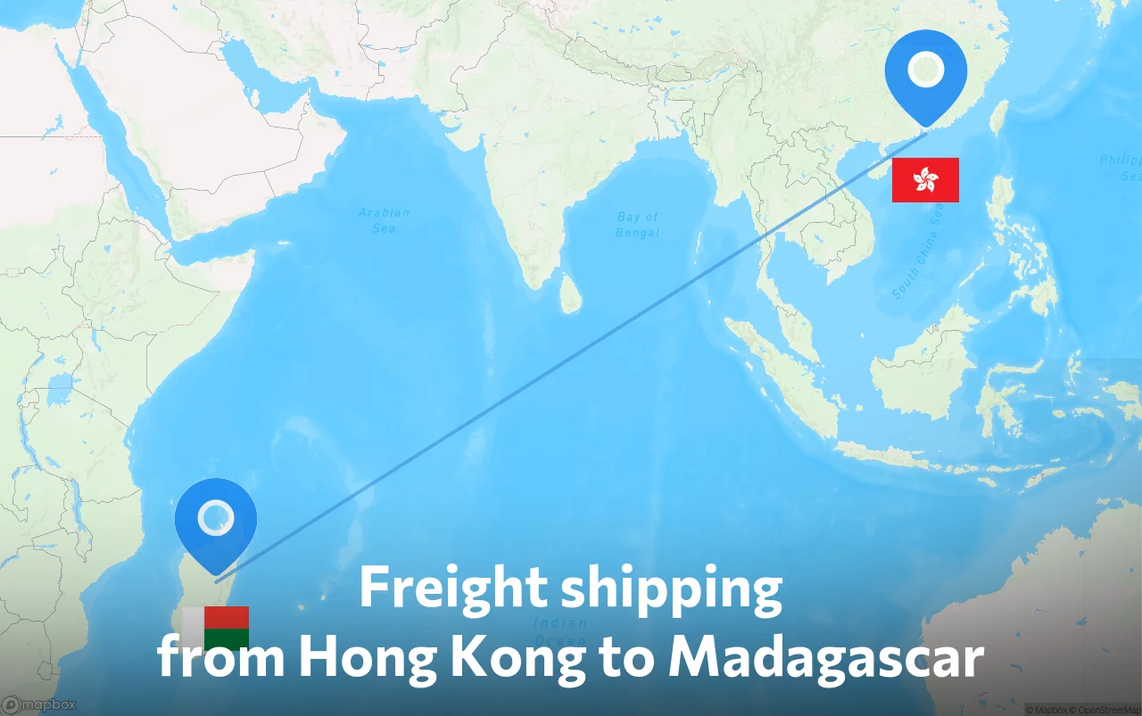 Shipping route from Hong Kong to Madagascar