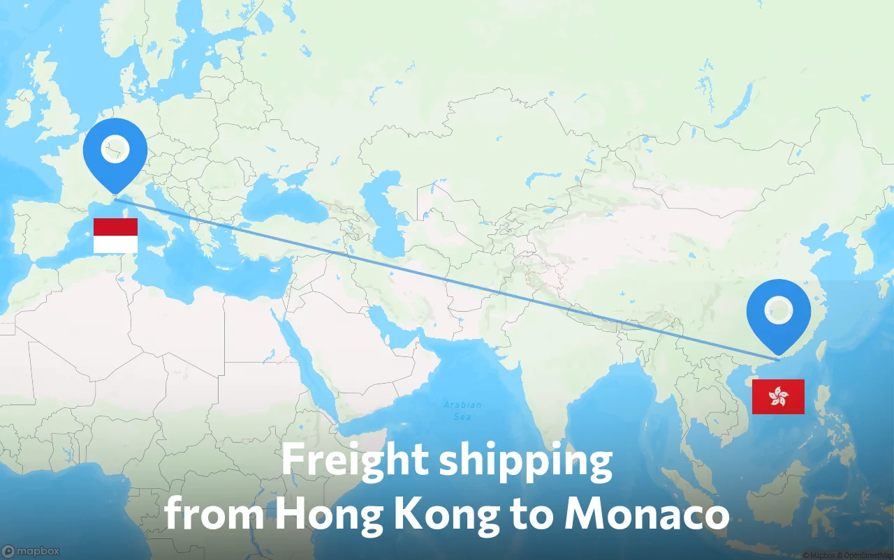 Shipping route from Hong Kong to Monaco