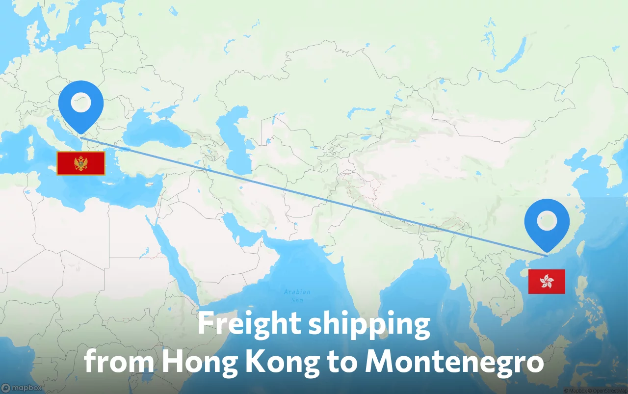Shipping route from Hong Kong to Montenegro