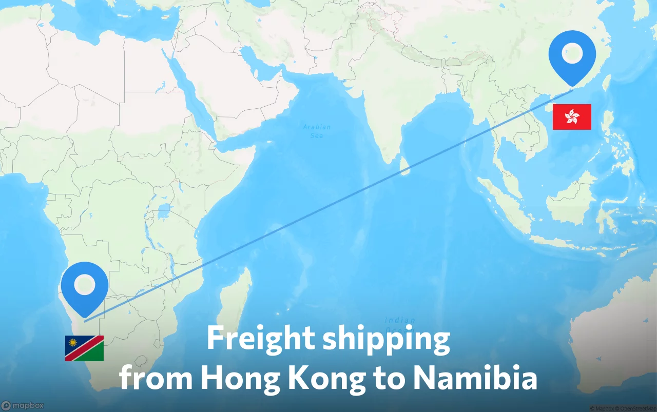 Shipping route from Hong Kong to Namibia