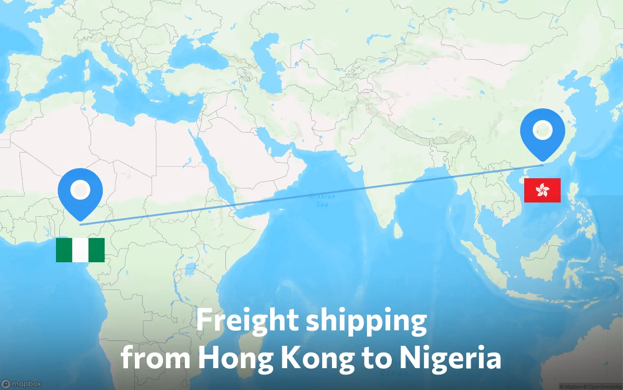 Shipping route from Hong Kong to Nigeria