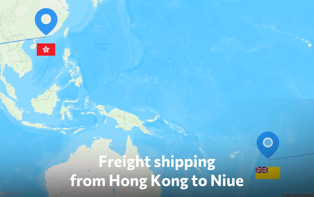 Shipping route from Hong Kong to Niue