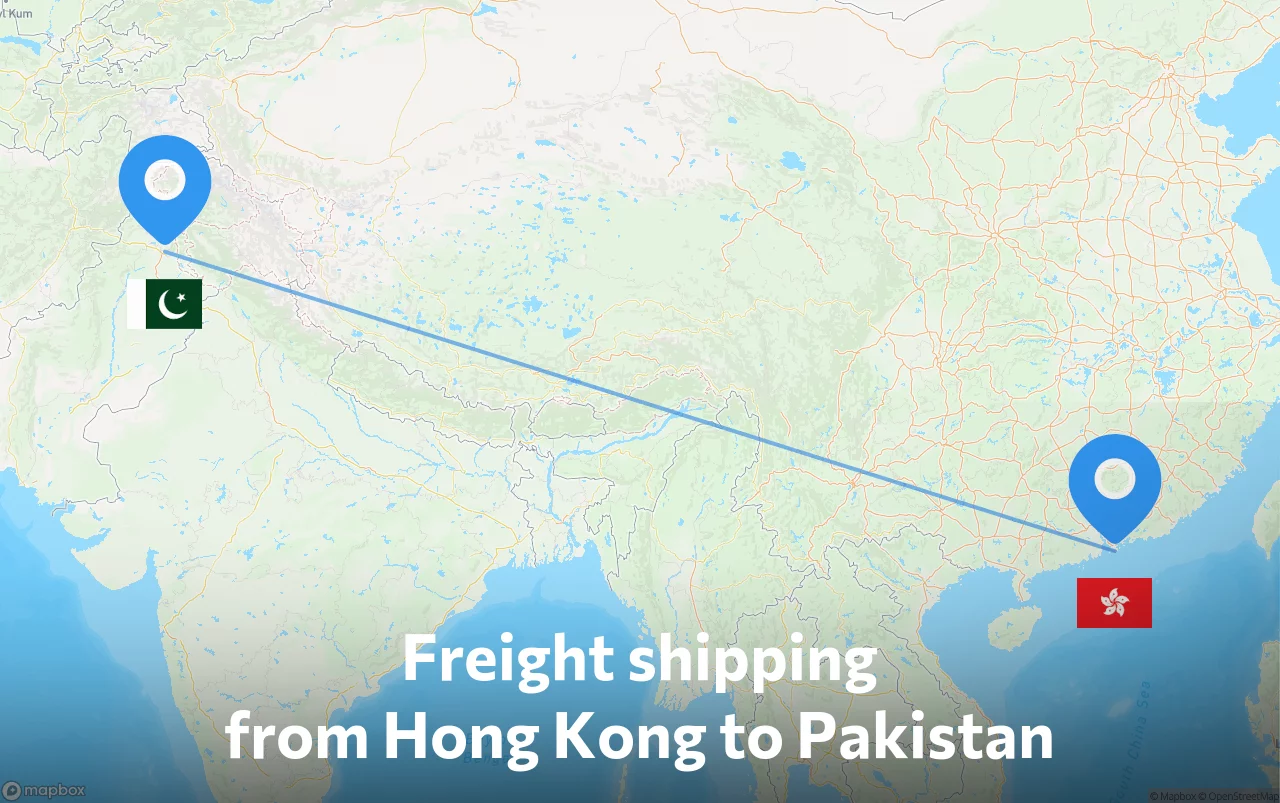 Shipping route from Hong Kong to Pakistan