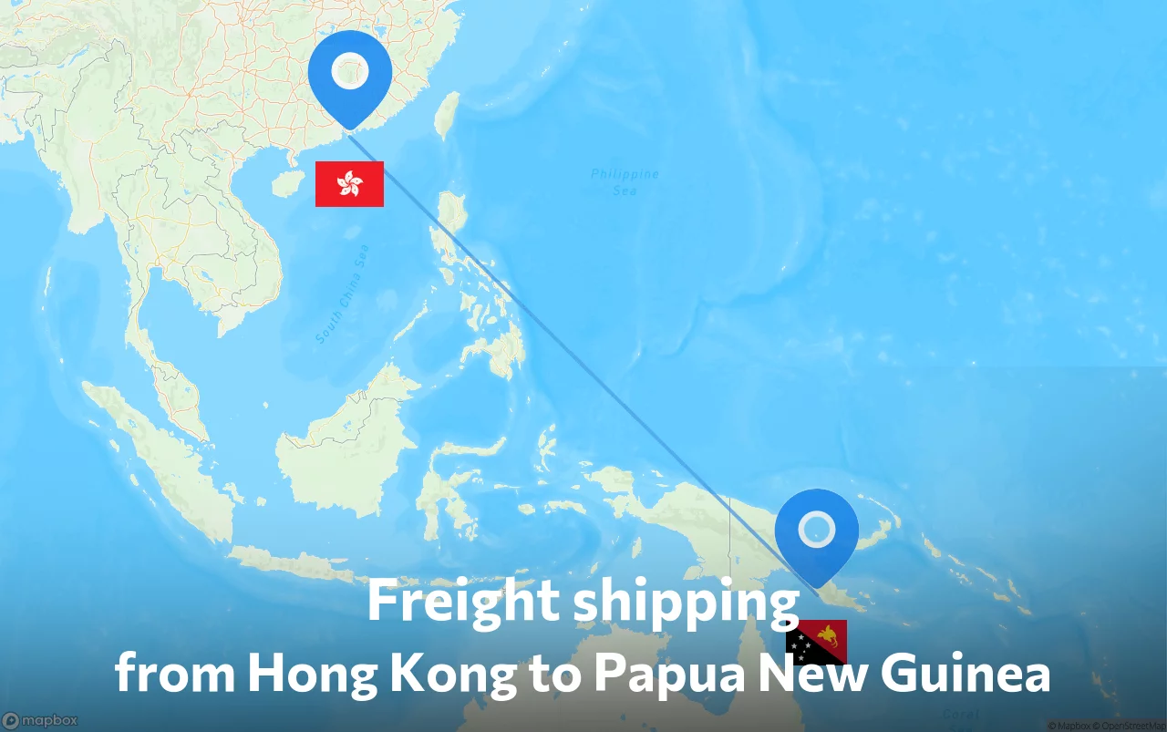 Shipping route from Hong Kong to Papua New Guinea