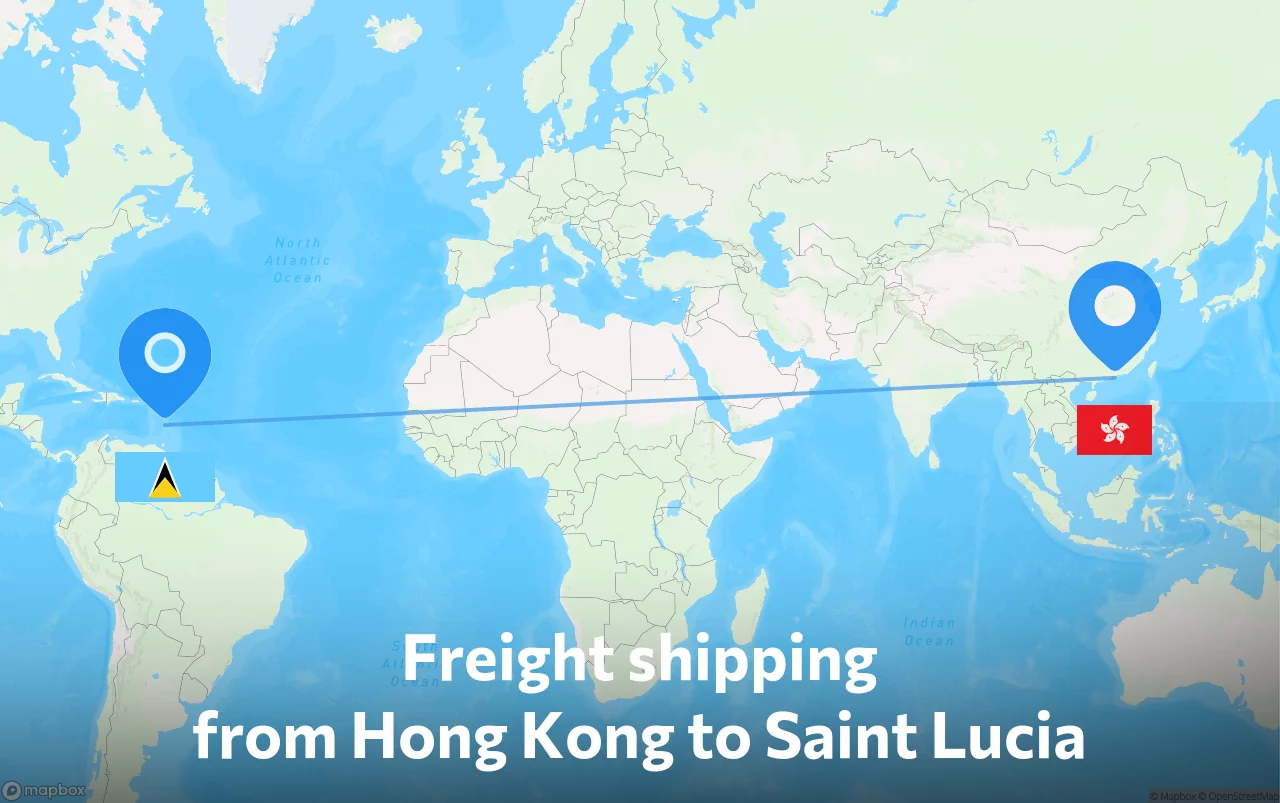 Shipping route from Hong Kong to Saint Lucia