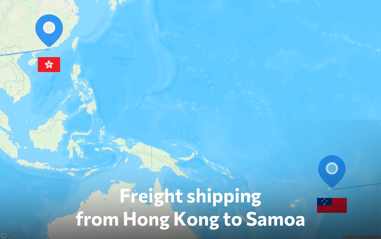 Shipping route from Hong Kong to Samoa