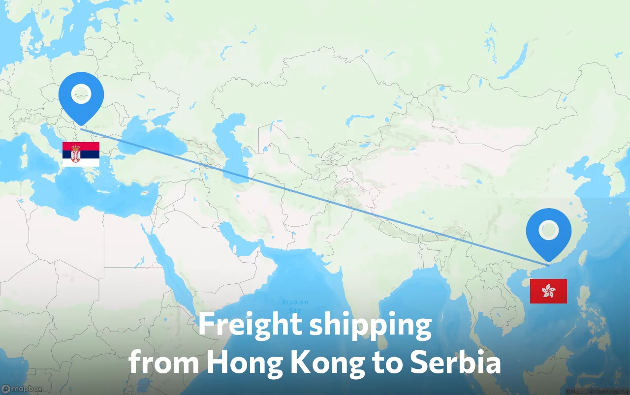 Shipping route from Hong Kong to Serbia
