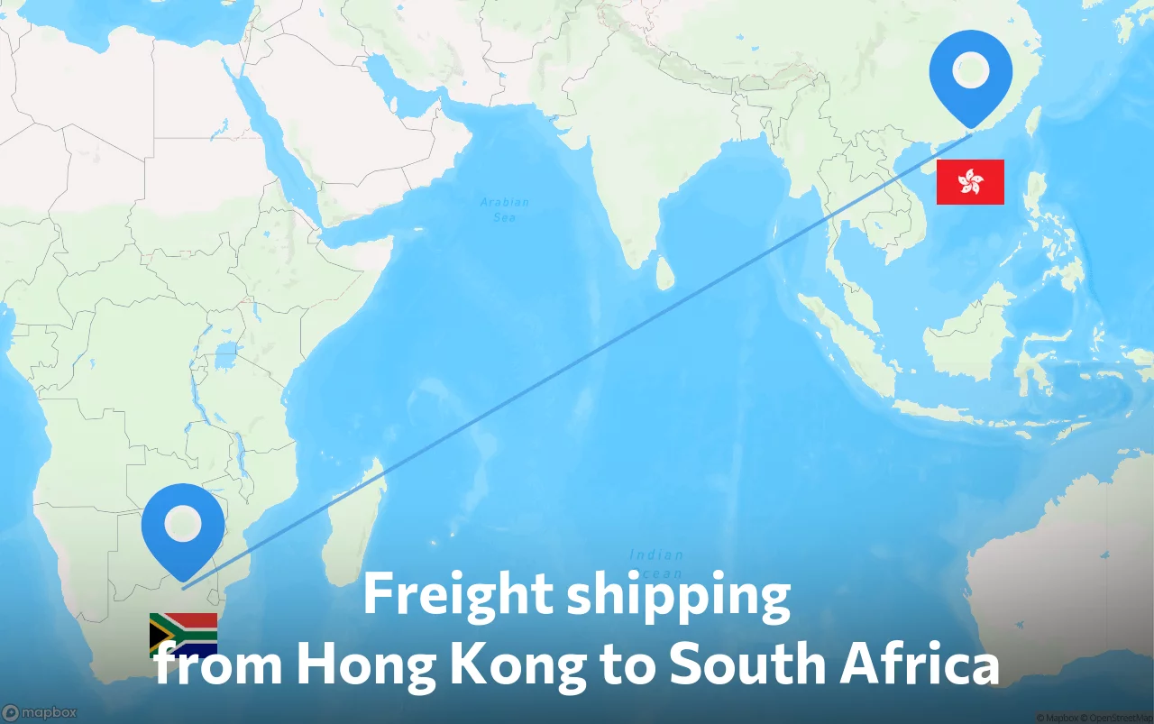 Shipping route from Hong Kong to South Africa