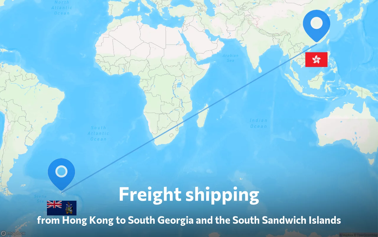 Shipping route from Hong Kong to South Georgia and the South Sandwich Islands