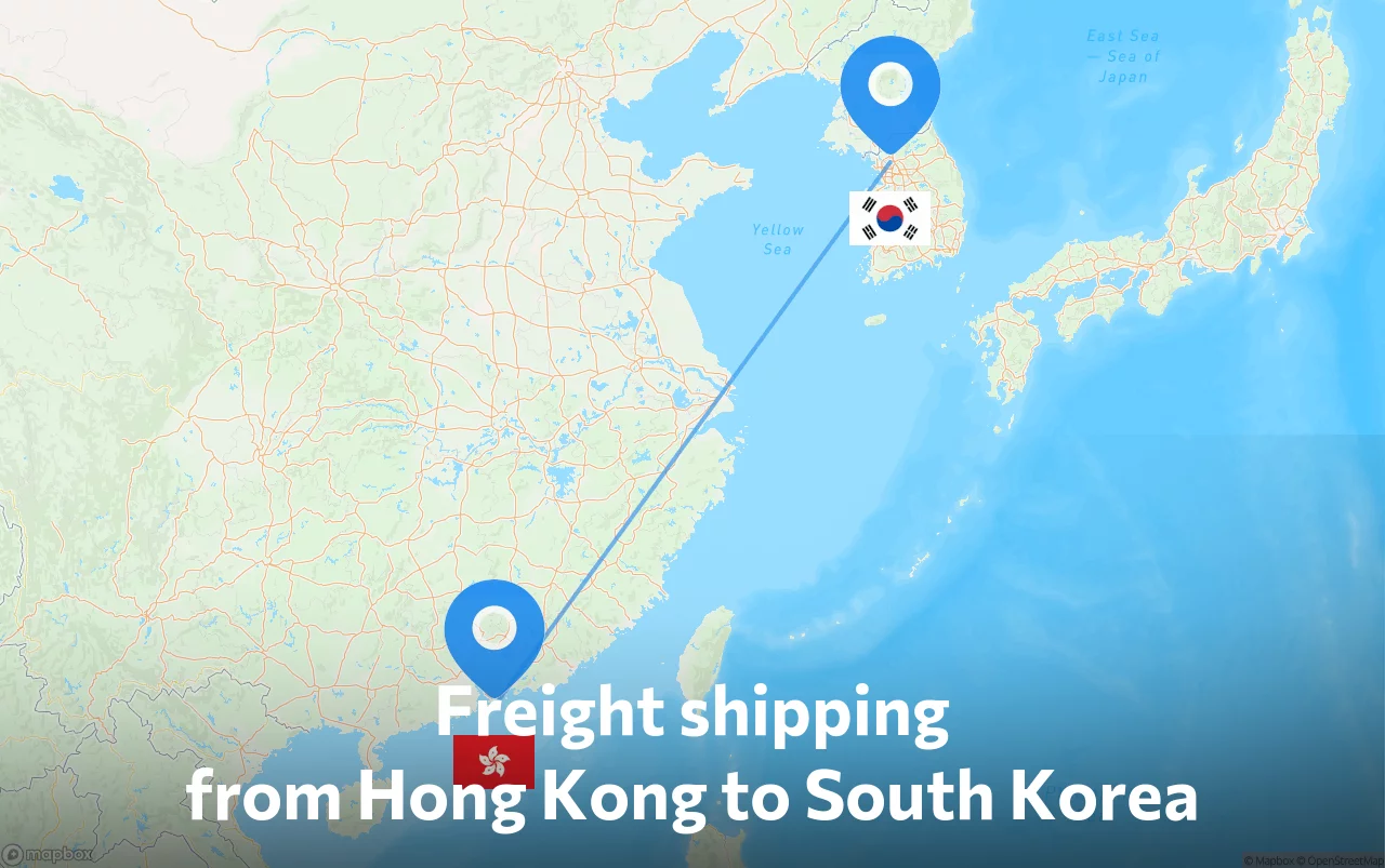 Shipping route from Hong Kong to South Korea
