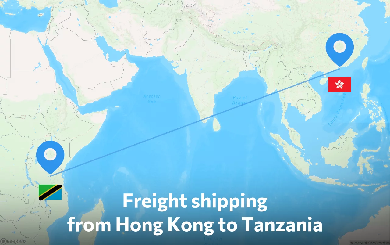 Shipping route from Hong Kong to Tanzania