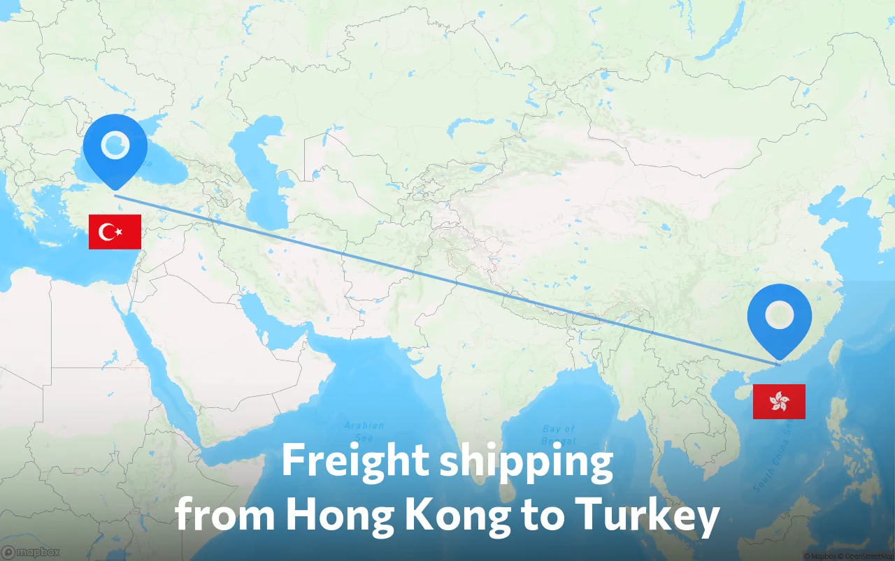 Shipping route from Hong Kong to Turkey