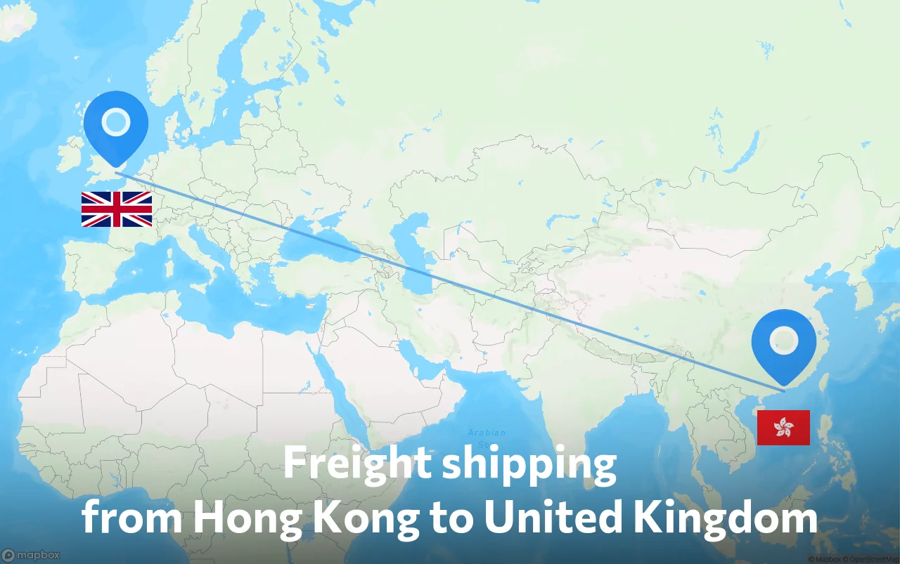 Shipping route from Hong Kong to United Kingdom