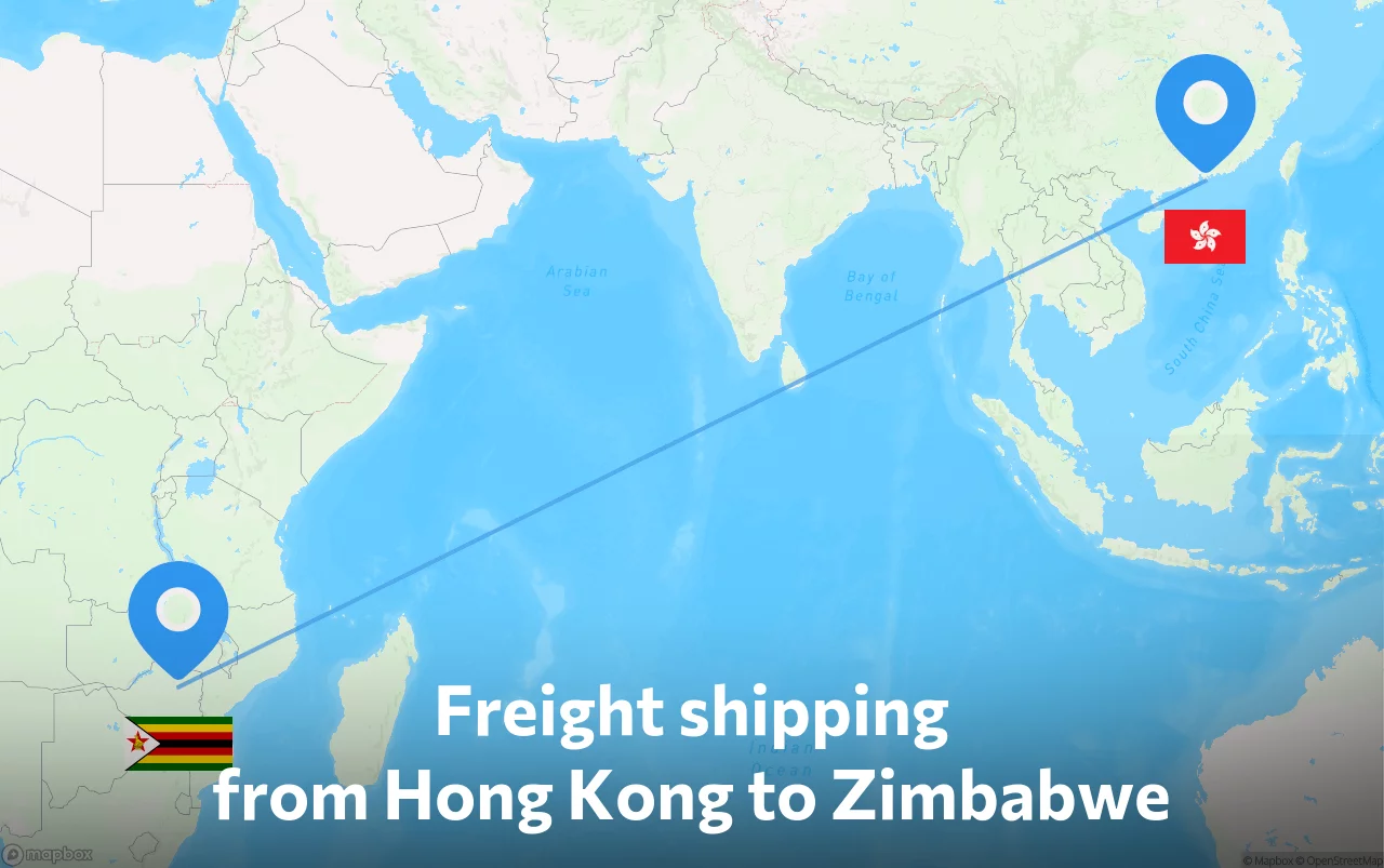 Shipping route from Hong Kong to Zimbabwe