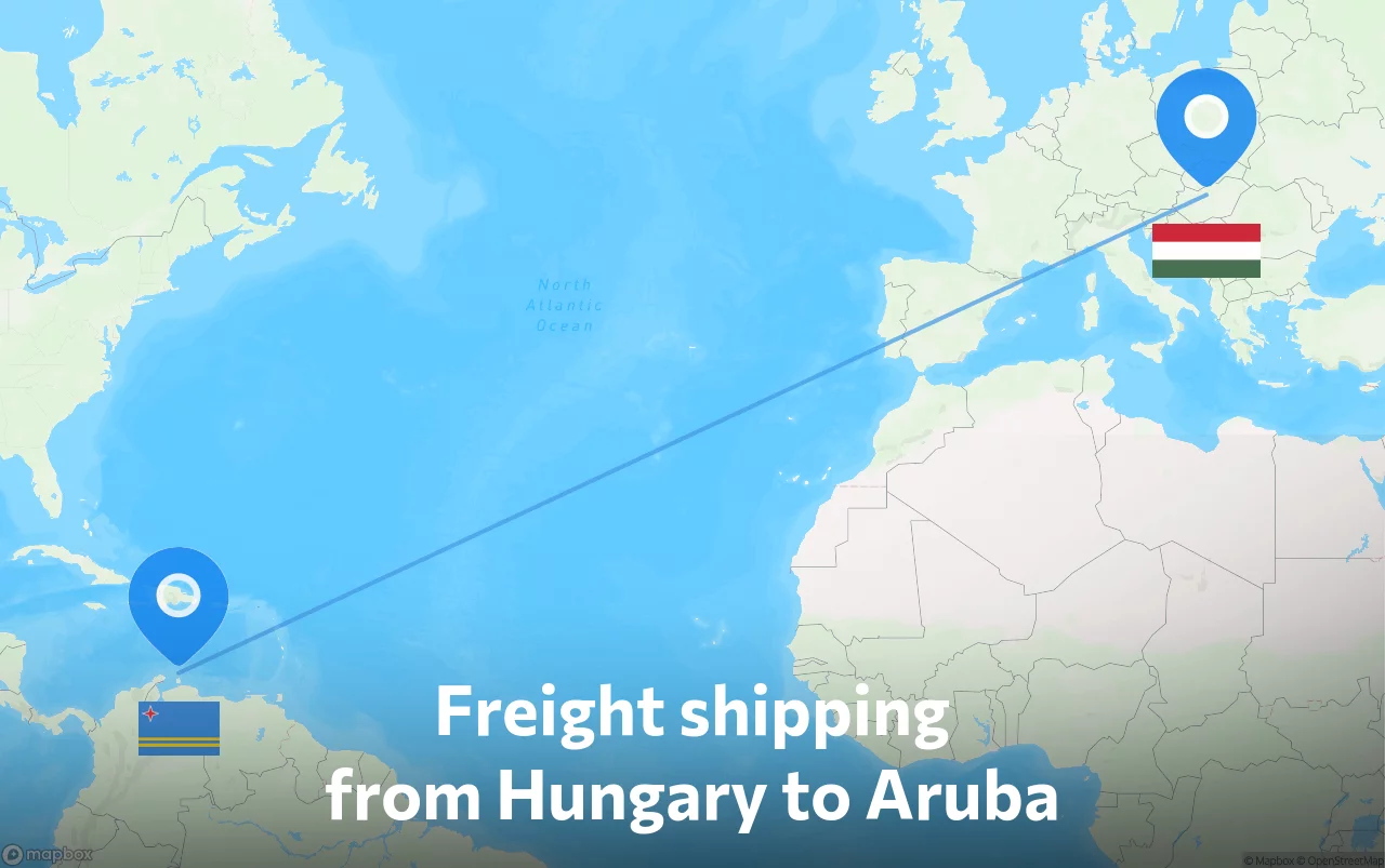 Shipping route from Hungary to Aruba