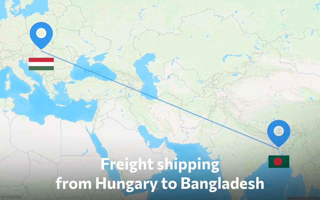 Shipping route from Hungary to Bangladesh