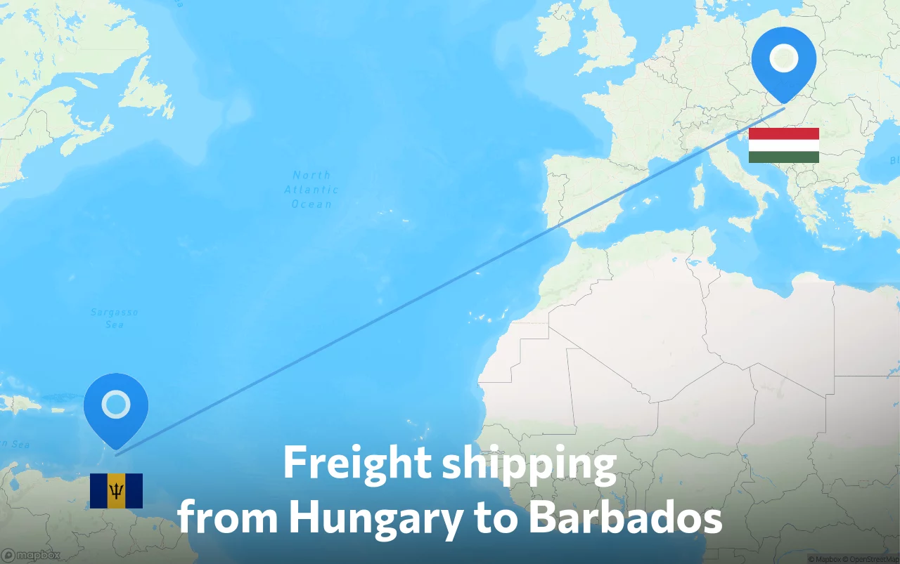 Shipping route from Hungary to Barbados