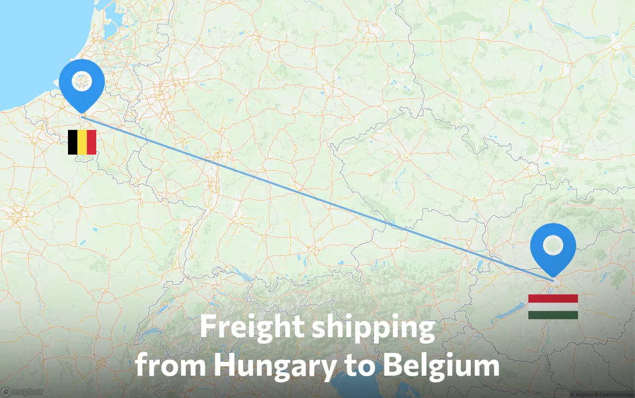 Shipping route from Hungary to Belgium