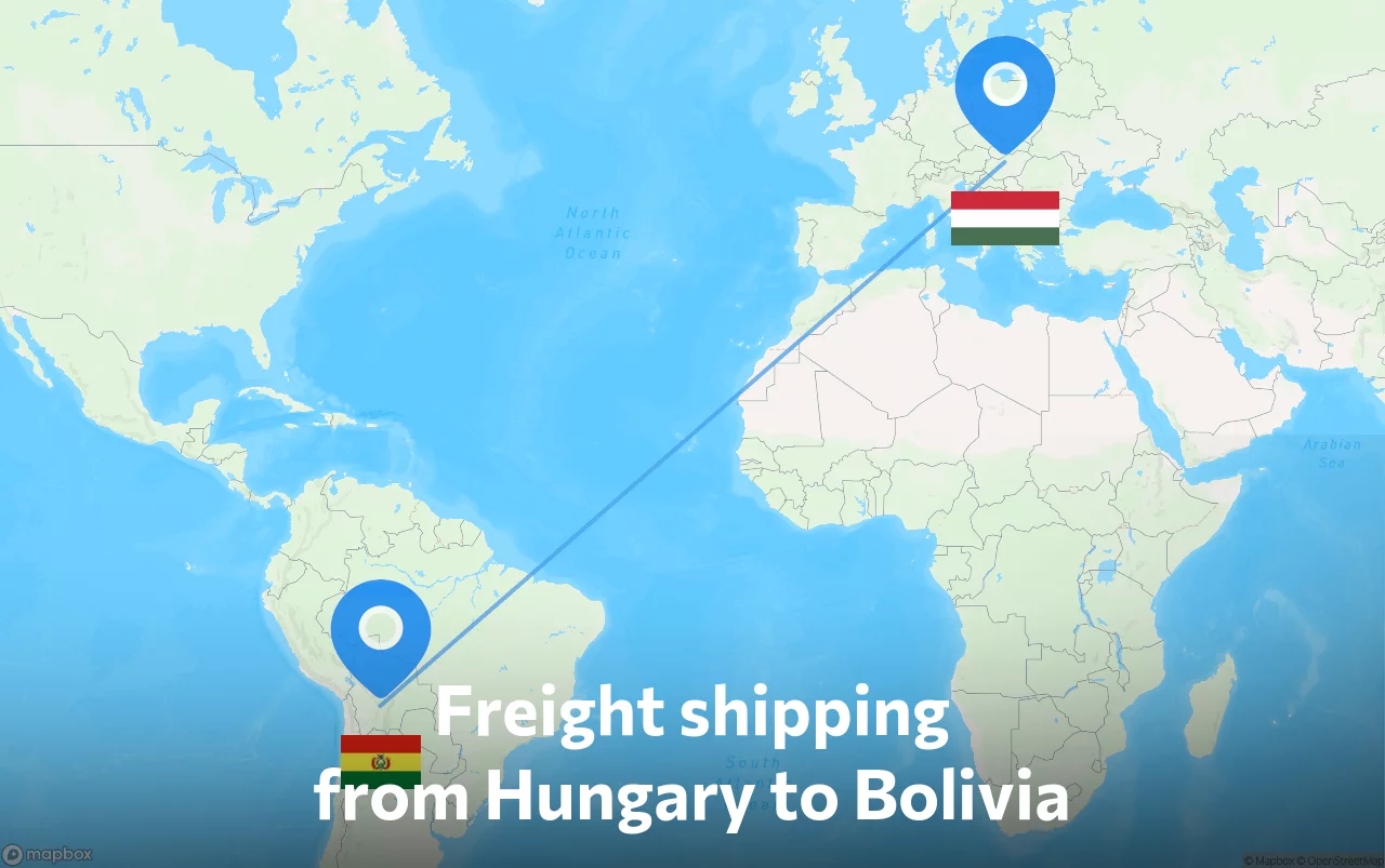 Shipping route from Hungary to Bolivia
