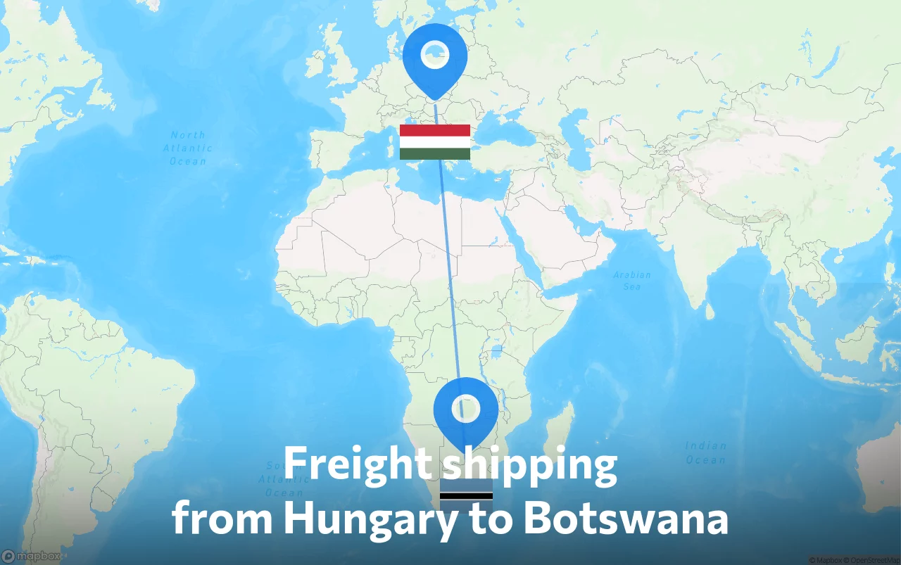 Shipping route from Hungary to Botswana