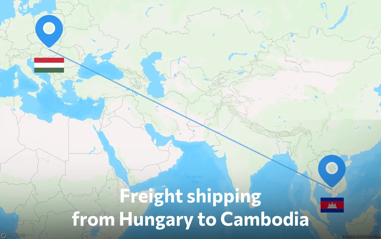Shipping route from Hungary to Cambodia