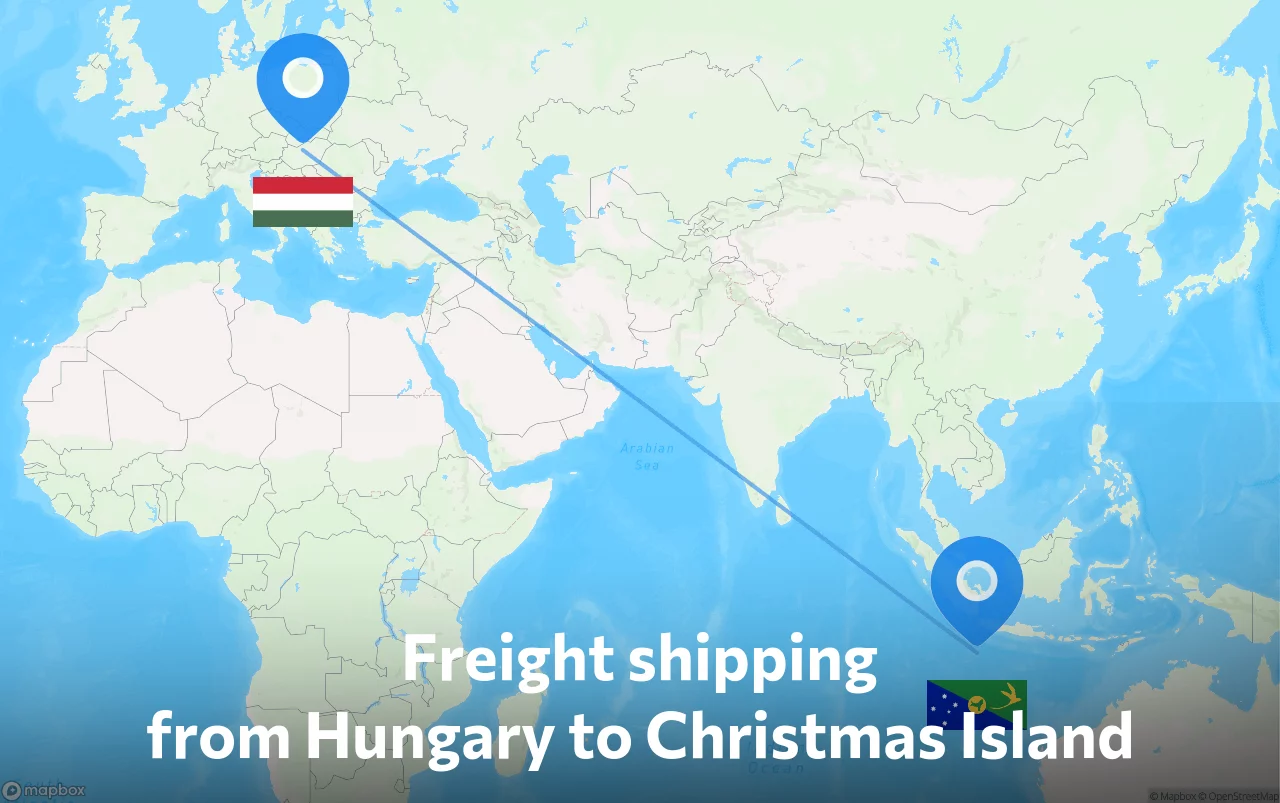 Shipping route from Hungary to Christmas Island