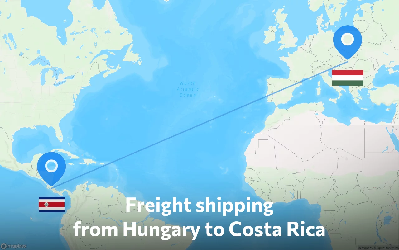 Shipping route from Hungary to Costa Rica