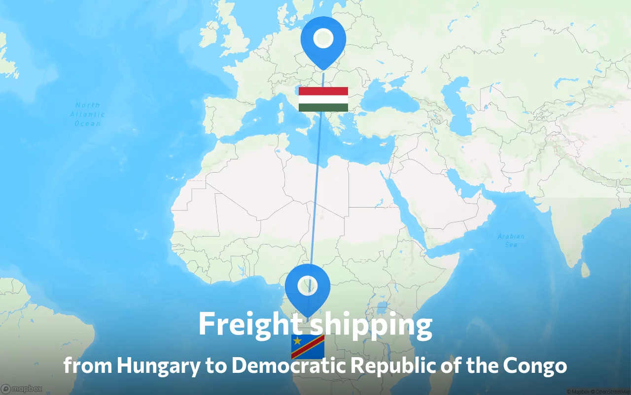 Shipping route from Hungary to Democratic Republic of the Congo