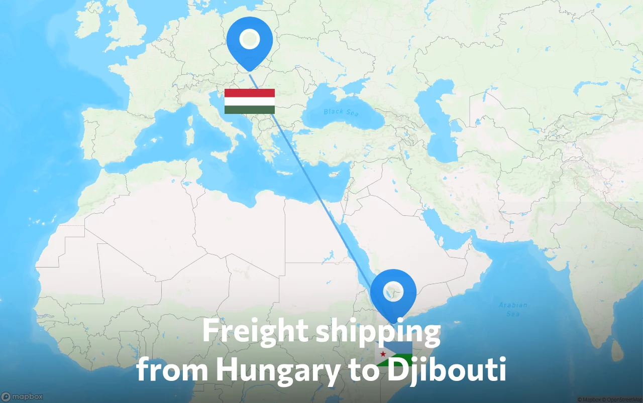 Shipping route from Hungary to Djibouti