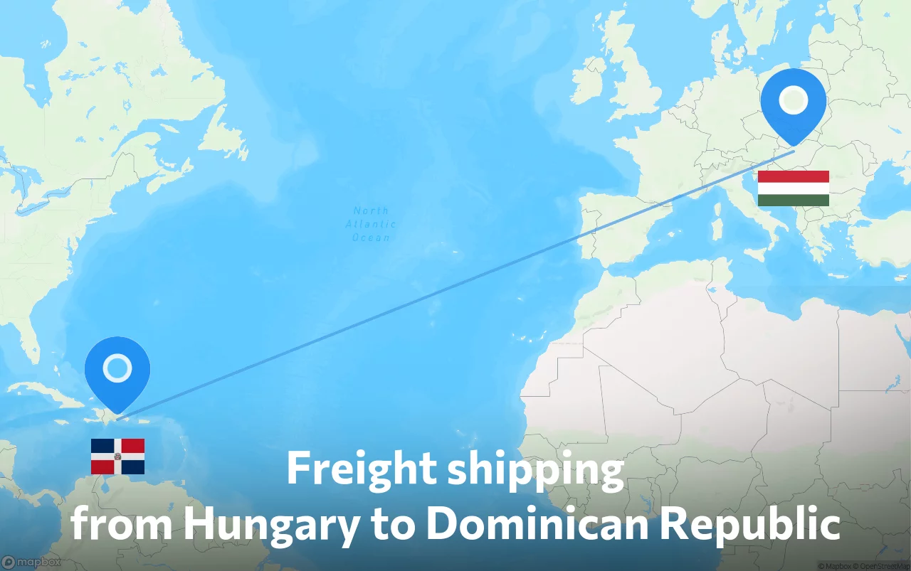 Shipping route from Hungary to Dominican Republic