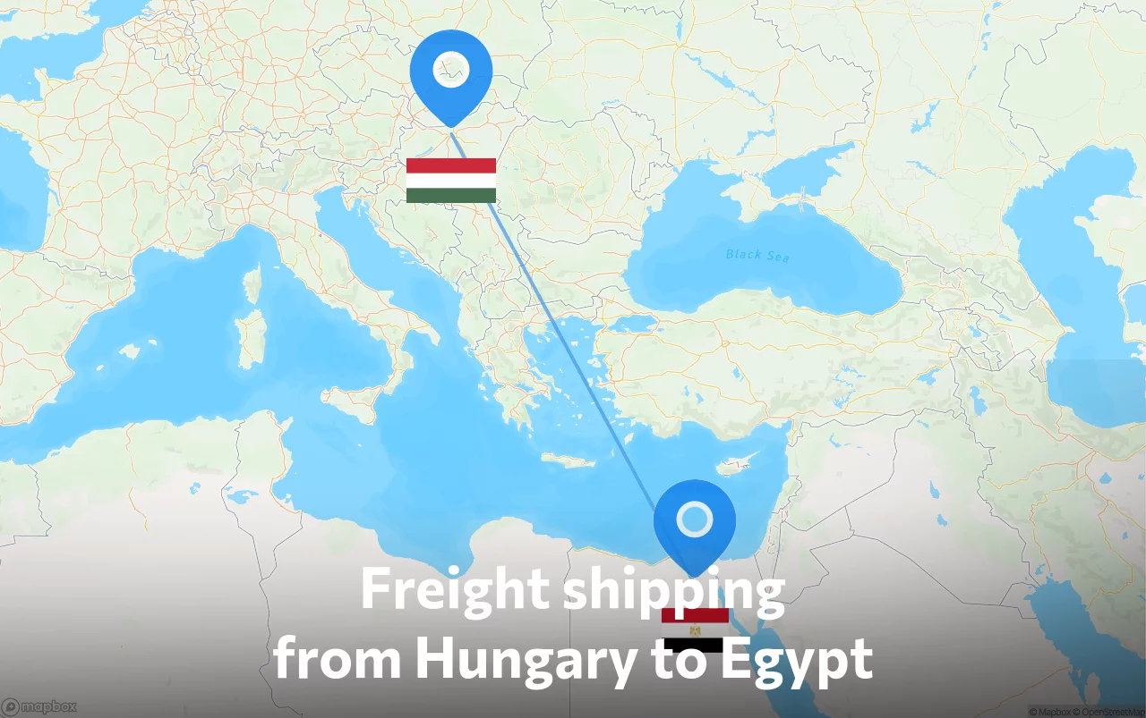 Shipping route from Hungary to Egypt
