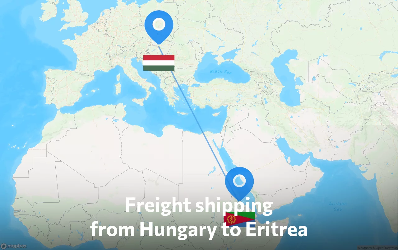 Shipping route from Hungary to Eritrea