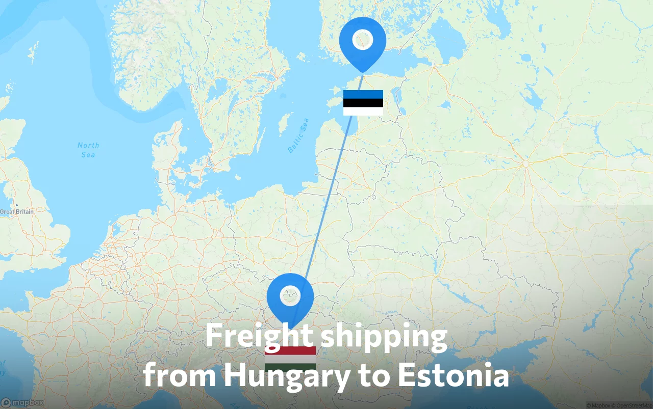 Shipping route from Hungary to Estonia