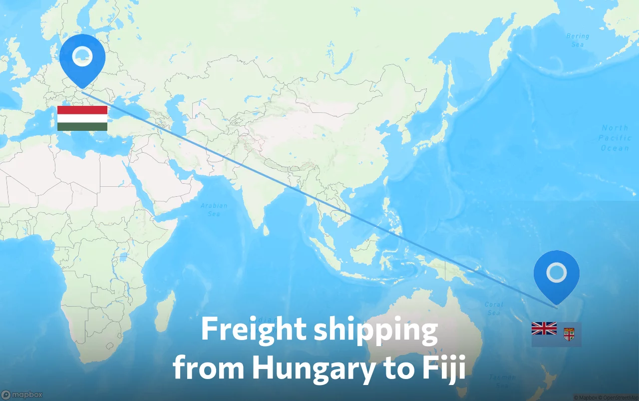 Shipping route from Hungary to Fiji