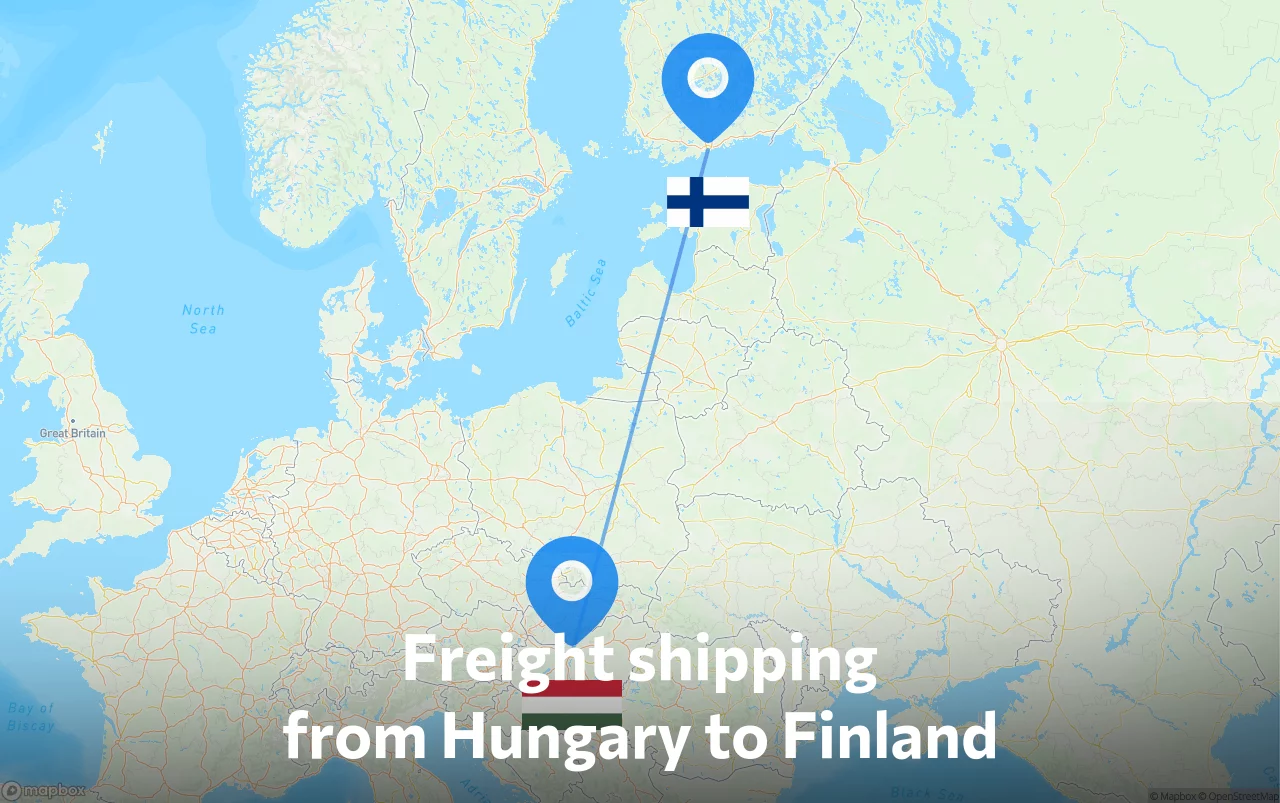 Shipping route from Hungary to Finland