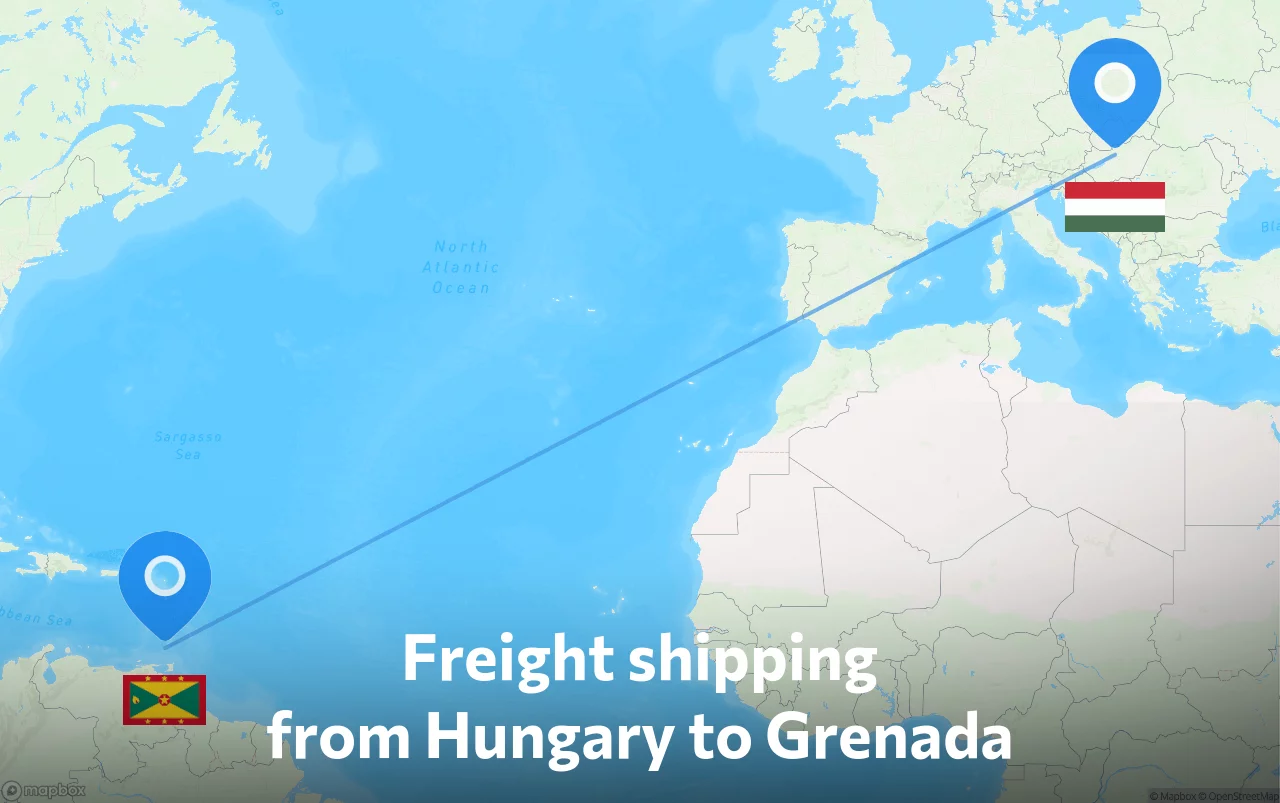 Shipping route from Hungary to Grenada